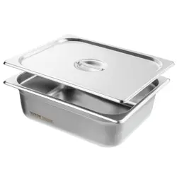 VEVOR 8 PACK HOTEL PANS, 1/2 SIZE ANTI-JAM STEAM PAN WITH LID, 0.8MM THICK STAIN