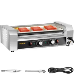 VEVOR HOT DOG ROLLER, 12 HOT DOG CAPACITY 5 ROLLERS, 750W STAINLESS STEEL COOK W