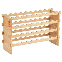 VEVOR 36 BOTTLE STACKABLE MODULAR WINE RACK BAMBOO WOOD DISPLAY SHELF 4-TIER