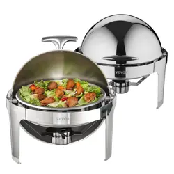 VEVOR ROLL TOP CHAFING DISH BUFFET SET, 6 QT 2 PACK, STAINLESS STEEL CHAFER WITH