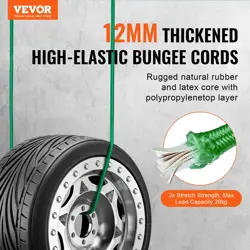 VEVOR 32 PCS BUNGEE CORDS SET 8 MM HEAVY DUTY BUNGEE STRAPS WITH A3 STEEL HOOKS