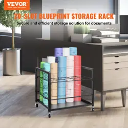 VEVOR BLUEPRINT STORAGE RACK 20 SLOTS MOBILE ROLL FILE HOLDER FOR ARCHITECTURAL,