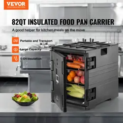 VEVOR INSULATED FOOD PAN CARRIER, 82 QT HOT BOX FOR CATERING, ETC. BLACK