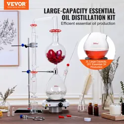 VEVOR ESSENTIAL OIL DISTILLATION KIT - 2000ML DISTILLATION APPARATUS, 3.3 BORO L
