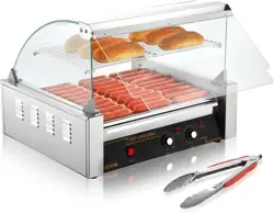 VEVOR HOT DOG ROLLER, 11 ROLLERS 30 HOT DOGS CAPACITY, 1650W STAINLESS SAUSAGE