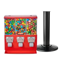 VEVOR COMMERCIAL VENDING MACHINE, TRIPLE COMPARTMENT CANDY DISPENSER WITH IRON