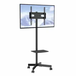 MOBILE TV STAND, MOBILE TV CART FOR 23 TO 60 INCH TVS, HEIGHT ADJUSTABLE PORTABL