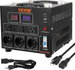 VEVOR VOLTAGE CONVERTER TRANSFORMER, 5000W, HEAVY DUTY STEP UP/DOWN TRANSFORMER