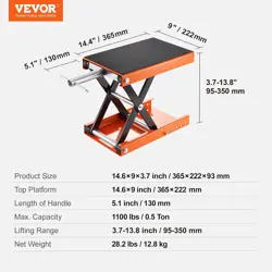 VEVOR MOTORCYCLE LIFT, 1100 LBS MOTORCYCLE SCISSOR LIFT JACK WITH WIDE D