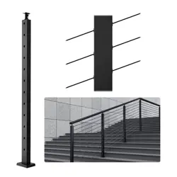 VEVOR CABLE RAILING POST 42X1X2IN 30° ANGLED HOLE STAIR RAILING POST BLACK 1PC