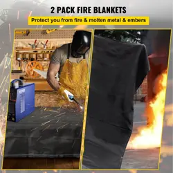 VEVOR FIRE BLANKETS, 2 PACK WELDING BLANKETS, 6' X 10' FIRE SUPPRESSION BLANKET,