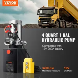 VEVOR HYDRAULIC PUMP, 4 QUART HYDRAULIC POWER UNIT, SINGLE ACTING DUMP TRAILER
