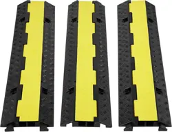 VEVOR 3 PCS 2 CHANNEL RUBBER CABLE PROTECTOR RAMP, 12000 LBS/AXLE CAPACITY