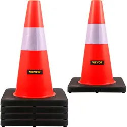 VEVOR SAFETY CONES, 18 IN/45 CM HEIGHT, 5 PCS PVC ORANGE TRAFFIC CONE