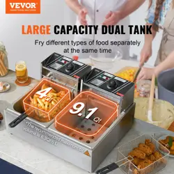 VEVOR COMMERCIAL ELECTRIC DEEP FRYER COUNTERTOP DUAL DETACHABLE TANKS