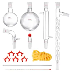 VEVOR GLASS ORGANIC CHEMISTRY KIT 13PCS DISTILLATION KIT 24/40 JOINTS
