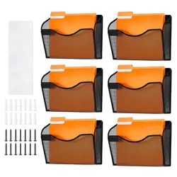 VEVOR HANGING WALL FILES ORGANIZER, 6 PACK SINGLE POCKET MESH WALL FILE HOLDER