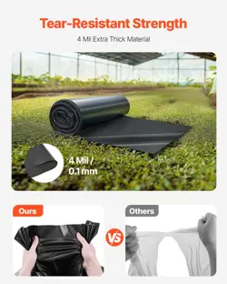 4MIL PLASTIC SHEETING ROLL 3 X 50 FT HEAVY DUTY POLYETHYLENE BLACK