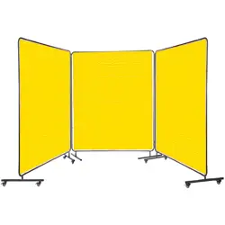 VEVOR 3 PANEL WELDING SCREEN 6' X 6' WELDING CURTAIN FLAME RETARDANT, YELLOW