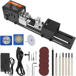 VEVOR MINI LATHE MACHINE, 2.76 IN X 6.3 IN, 24VDC 96W MINI WOOD LATHE TOOLS 7