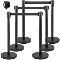 VEVOR CROWD CONTROL STANCHION STANCHION SET 6 PIECES WITH 6.6 FT/2 M BLACK BELT
