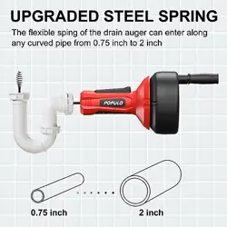 POPULO DRAIN AUGER, PLUMBING SNAKE WITH GLOVES, 3/4