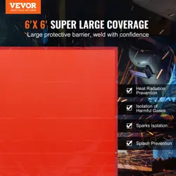 WELDING CURTAIN SCREEN, 6' X 6' HANGING WELDING CURTAIN WALL, RED