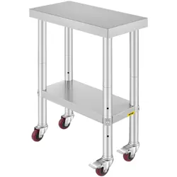 VEVOR STAINLESS STEEL WORK TABLE, MULTI-SIZE HEAVY DUTY WORK TABLE PREP TABLE