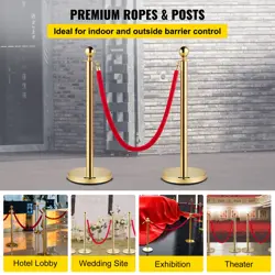 VEVOR VELVET ROPES AND POSTS, 5 FT/1.5 M RED ROPE, TICKET OFFICES 2 PACK SETS
