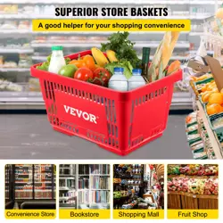 VEVOR SHOPPING BASKET, 16.9 X 11.8 X 8.7 IN/42.8 X 30 X 22 CM((L X W X H), RED