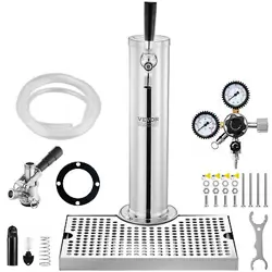VEVOR KEGERATOR TOWER KIT SINGLE TAP BEER CONVERSION KIT WITH BEER DRIP TRAY