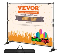 8X10FT BANNER STAND HEAVY-DUTY BACKDROP STAND TELESCOPIC ADJUSTABLE REPEAT STEP
