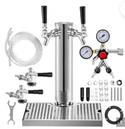 VEVOR KEGERATOR TOWER KIT, DOUBLE TAP BEER CONVERSION KIT, STAINLESS STEEL