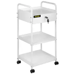 VEVOR TROLLEY CART DENTAL LAB TROLLEY STEEL MOBILE ROLLING SERVING CART 3 TIERS