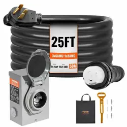 VEVOR 25 FT. 50 AMP 125-VOLT GENERATOR EXTENSION CORD AND POWER INLET BOX KIT