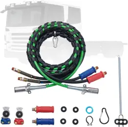 VEVOR 15FT SEMI TRUCK AIR LINES KIT WITH 2PCS GLAD HANDS, 3-IN-1 AIR HOSES