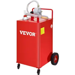 VEVOR 30 GALLON FUEL CADDY GAS STORAGE TANK & 4 WHEELS WITH MANUEL TRANSFER PUMP