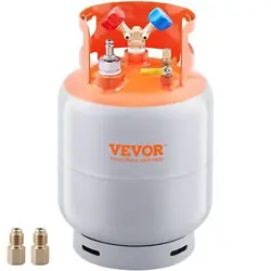 ORANGE HEAVY-DUTY REFRIGERANT RECOVERY Y-VALVE TANK 30LB VEVOR