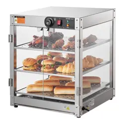 VEVOR 3-TIER COMMERCIAL FOOD WARMER DISPLAY COUNTERTOP PIZZA CABINET WITH LIGHT✔