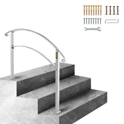 VEVOR 3FT ADJUSTABLE WROUGHT IRON TRANSITION HANDRAIL MATTE WHITE FITS 3 STEPS