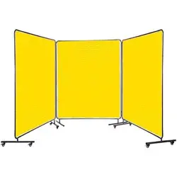 WELDING SCREEN 6' X 6' 3 PANEL WELDING CURTAIN FLAME RETARDANT W/FRAME & WHEELS