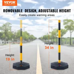 VEVOR ADJUSTABLE TRAFFIC DELINEATOR POST CONES, 6 PACK, YELLOW&BLACK