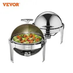 VEVOR ROLL TOP CHAFING DISH BUFFET SET 6 QT 2 PACK STAINLESS STEEL CHAFER WITH 2