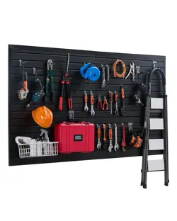 VEVOR 8 X 4 FT SLAT WALL PANELING PVC BLACK GARAGE SLATWALL WITH MODULAR DESIGN