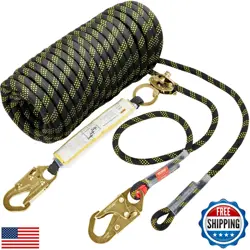 VEVOR VERTICAL LIFELINE ASSEMBLY, 0.55'' X 50' FALL PROTECTION ROPE WITH 30 K