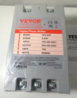 5HP SINGLE 1 PHASE TO 3 PHASE CONVERTER DIGITAL PHASE SHIFTER 15A 220V OPEN BOX