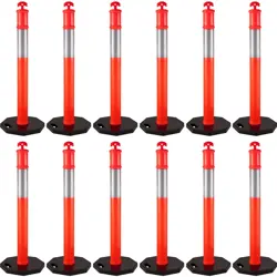 VEVOR 12PACK TRAFFIC DELINEATOR POSTS 44 INCH HEIGHT CHANNELIZER CONES POST KIT