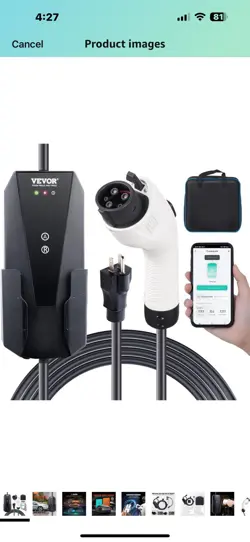 VEVOR LEVEL 1+2 EV CHARGER 16 AMP 120/240V ELECTRIC VEHICLE CHARGER