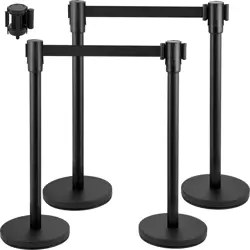 VEVOR 4 PCS CROWD CONTROL BARRIER STANCHION POSTS QUEUE POLE RETRACTABLE BELT