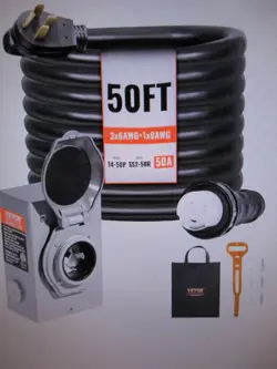 VEVOR 50 FT. 50 AMP 125-VOLT GENERATOR EXTENSION CORD AND POWER INLET BOX